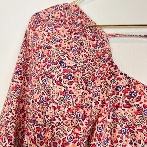 Universal Thread Pink Micro Floral Balloon Sleeve Tiered Maxi Dress Size S